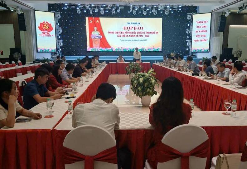 Họp báo thông tin về Đại hội đại biểu Đảng bộ tỉnh Nghệ An lần thứ XX, nhiệm kỳ 2025 – 2030