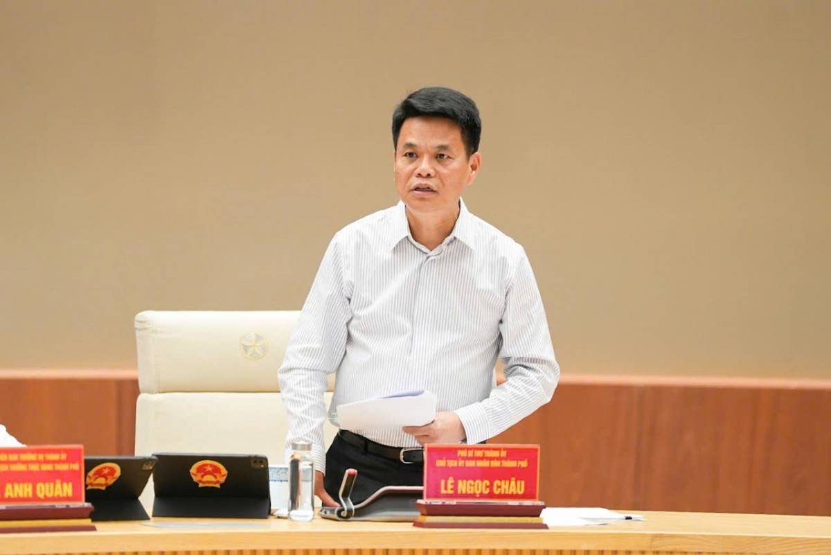 Chủ tịch UBND thành phố Lê Ngọc Châu phát biểu
