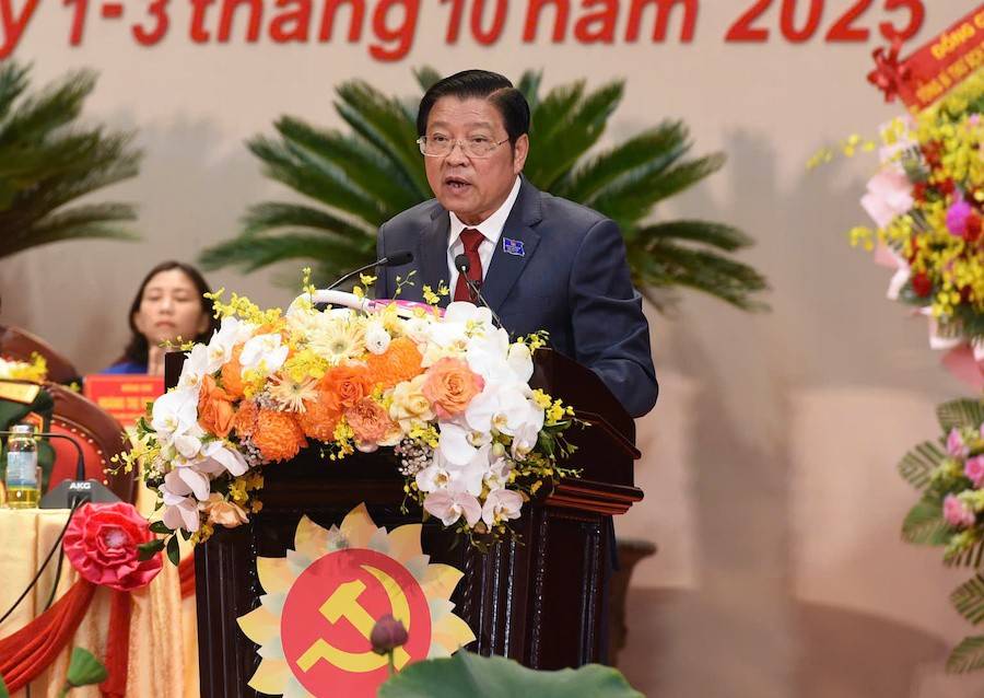 Đồng chí Phan Đình Trạc - Ủy viên Bộ Chính trị, Bí thư Trung ương Đảng, Trưởng Ban Nội chính Trung ương dự và phát biểu chỉ đạo Đại hội đại biểu Đảng bộ tỉnh Nghệ An lần thứ XX, nhiệm kỳ 2025 - 2030