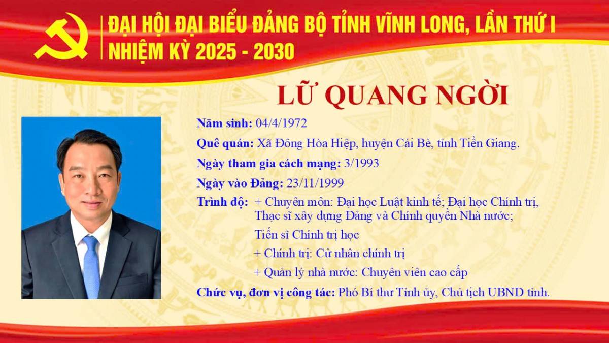 Ông Trần Văn Lâu giữ chức Bí thư Tỉnh uỷ tỉnh Vĩnh Long nhiệm kỳ 2025 - 2030