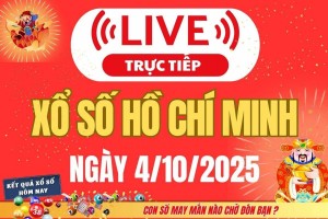 TRỰC TIẾP: Xổ số Hồ Chí Minh hôm nay ngày 4/10/2025 - XSHCM 4/10 - Kết quả xổ số Hồ Chí Minh hôm nay