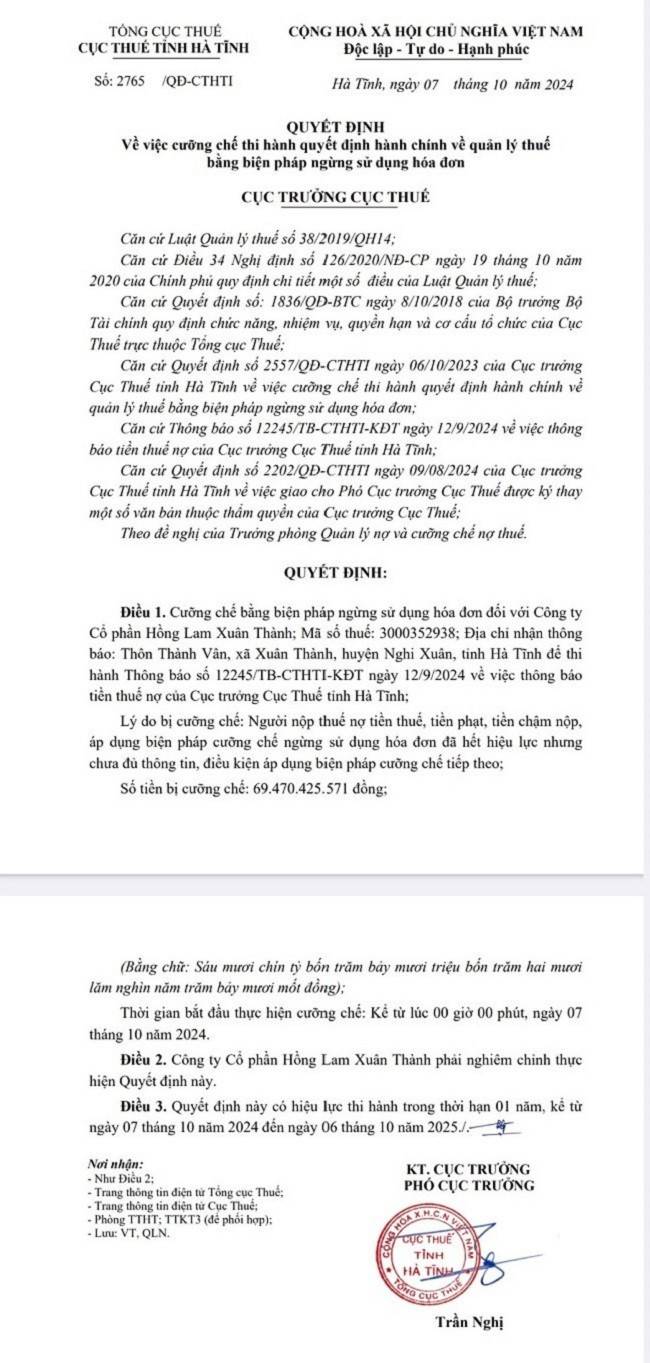 Hồ sơ tài chính của chủ đầu tư dự án Hoa Tiên Paradise tại Hà Tĩnh