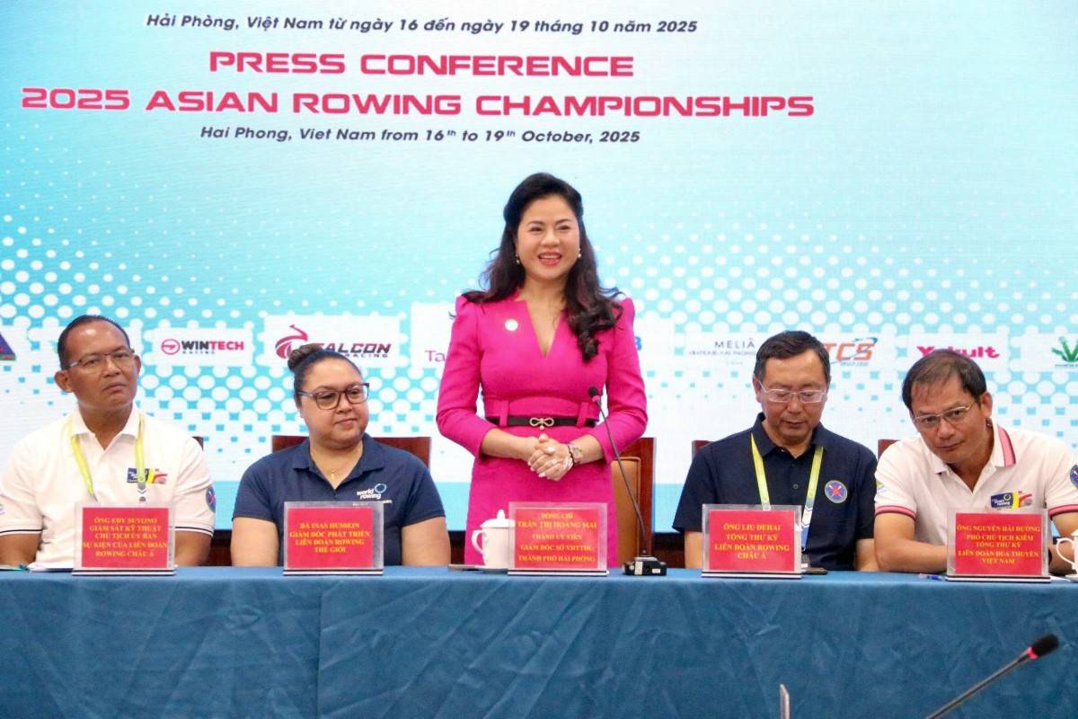 Trần Thị Hoàng Mai, Ủy viên Thành ủy, Giám đốc Sở Văn hóa, Thể thao và Du lịch phát biểu tại họp báo