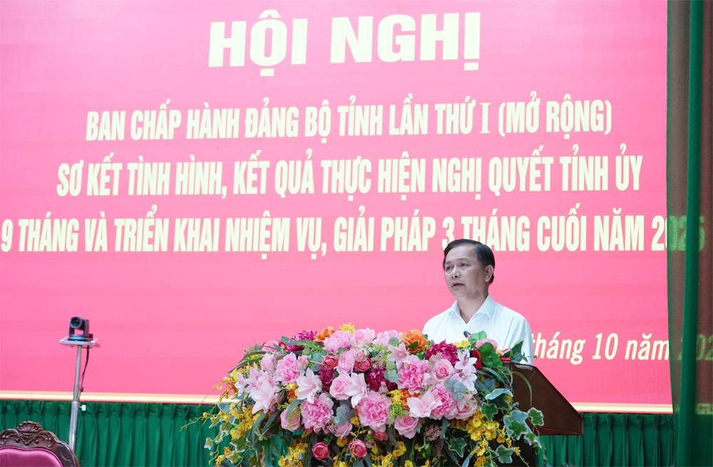 Bí thư Tỉnh ủy Trần Văn Lâu phát biểu kết liuaanj Hội nghị