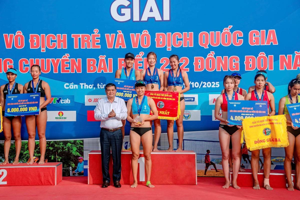 Cần Thơ: Khai mạc đội Đội nữ Cần Thơ và nam Khánh Hòa giành giải nhất giải vô địch trẻ quốc gia môn bóng chuyền bãi biển 2x2.