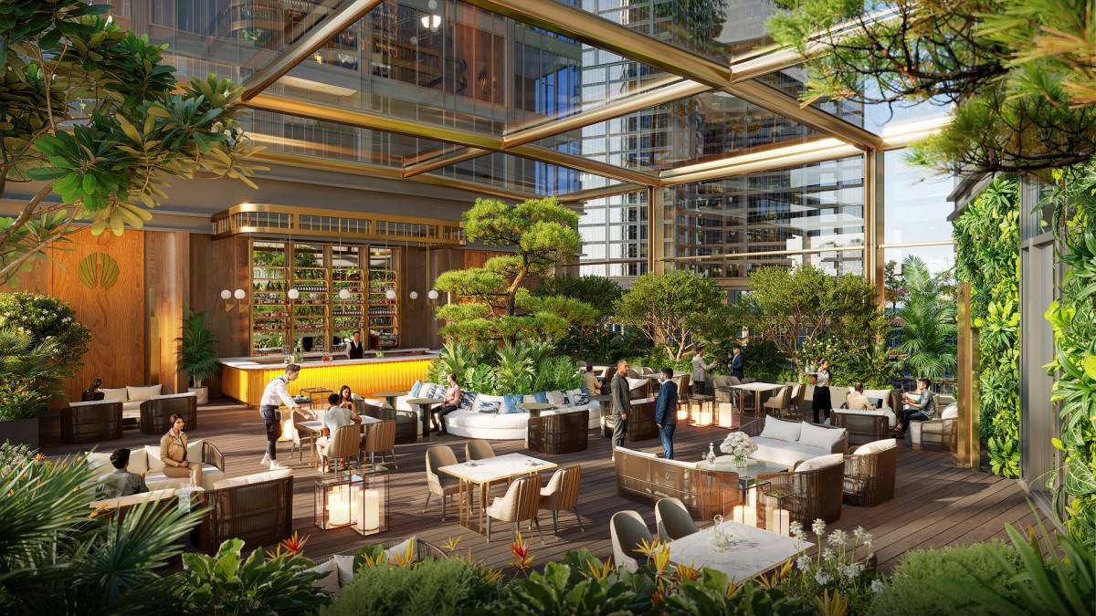 Cư dân tận hưởng giây phút thư giãn tại Garden café. Ảnh Sun Property.