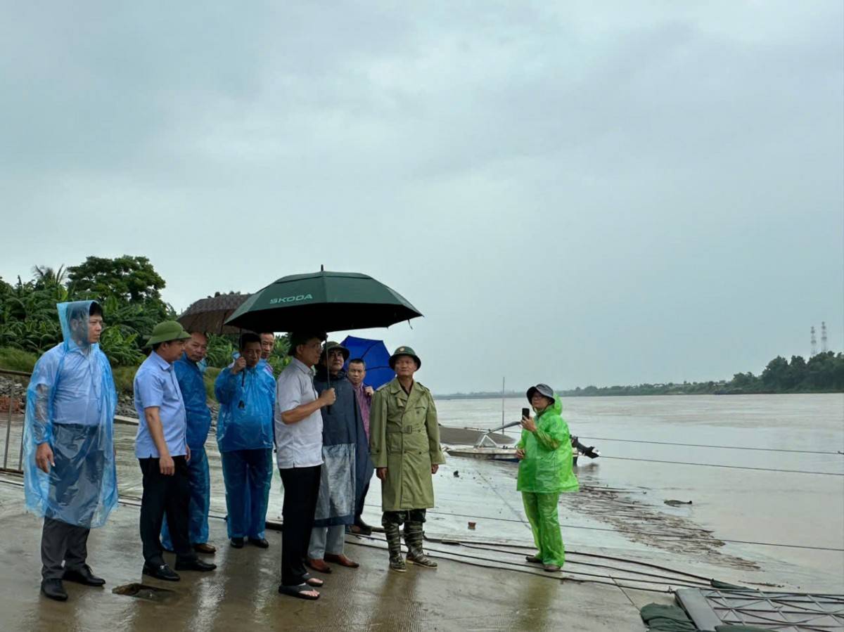 Kiểm tra công tác phòng chống bão lũ tại cầu pha Phong Châu