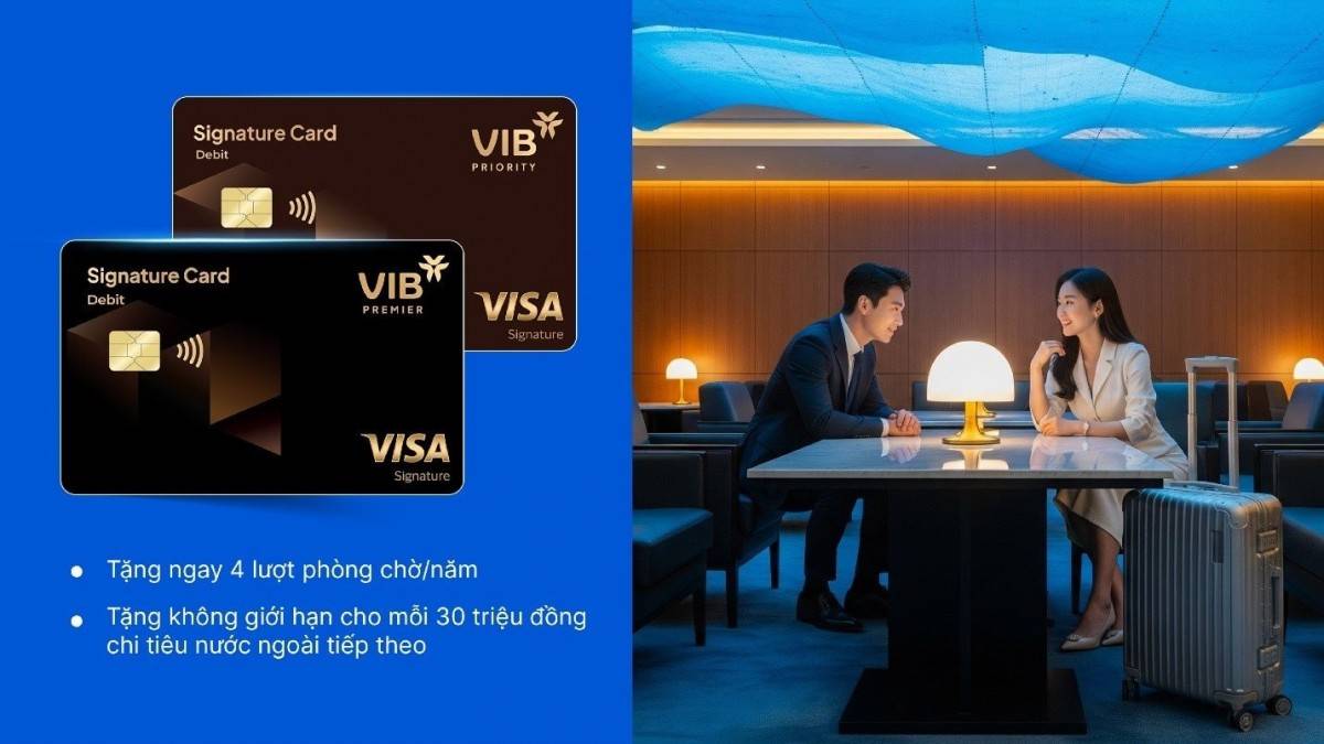Đặc quyền sử dụng phòng chờ sân bay không giới hạn với thẻ VIB
