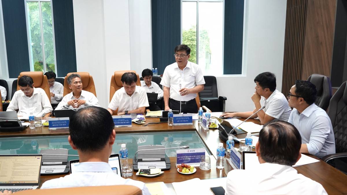 Ông Lê Văn Trang – Chủ tịch HĐTV EVNSPC phát biểu tại buổi làm việc