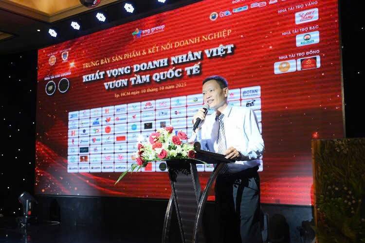 Ông Nguyễn Hữu Tâm, Phó Giám đốc Chi nhánh Trung tâm Thông tin Công nghiệp và Thương mại tại TPHCM- Bộ Công Thương phát biểu tại sự kiện kỷ niệm 5 năm SNG GROUP
