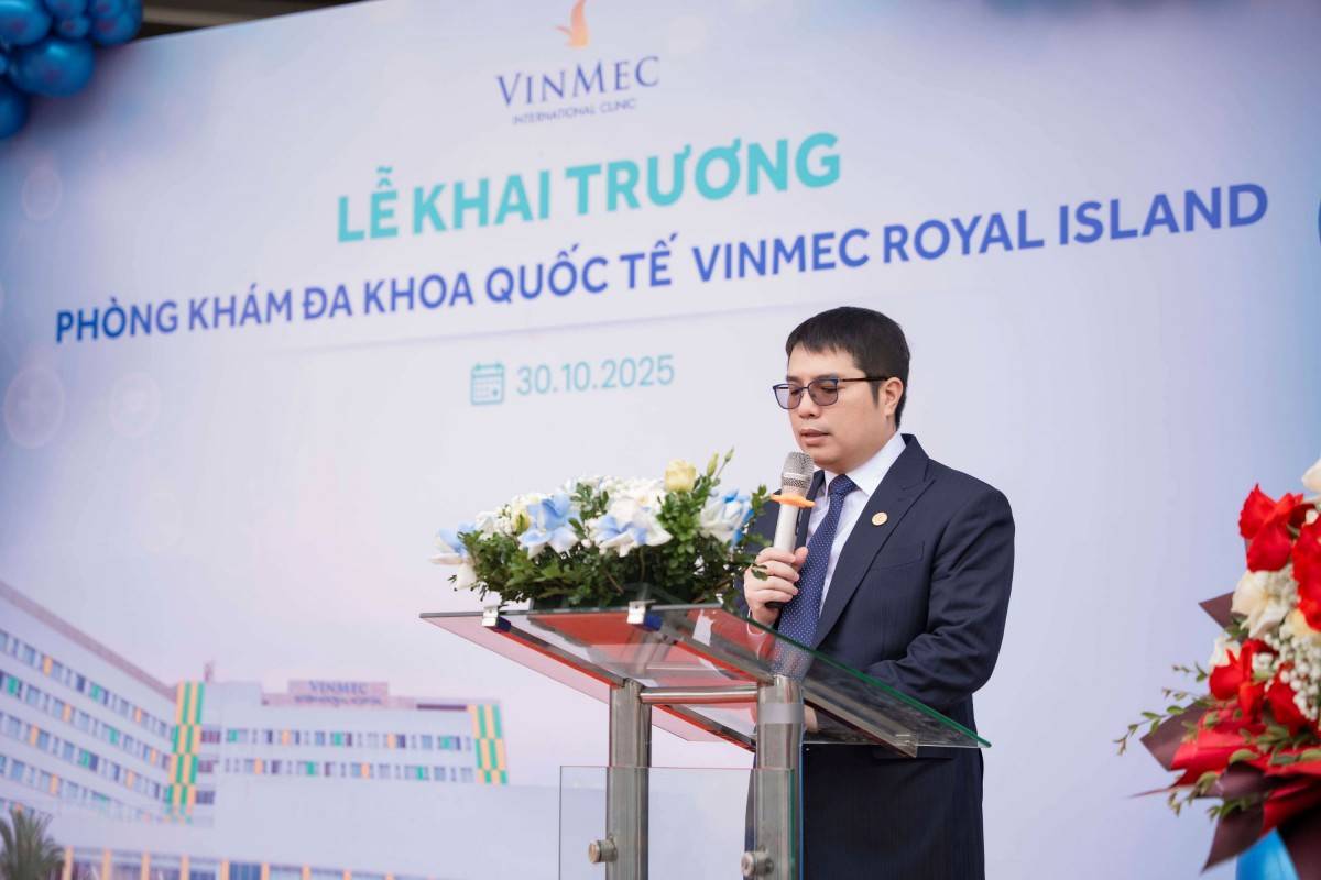 TS.BS Nguyễn Hữu Mạnh - Giám đốc Bệnh viện Đa khoa Quốc tế Vinmec Hải Phòng phát biểu tại sự kiện TS.BS Nguyễn Hữu Mạnh - Giám đốc Bệnh viện Đa khoa Quốc tế Vinmec Hải Phòng phát biểu tại sự kiện