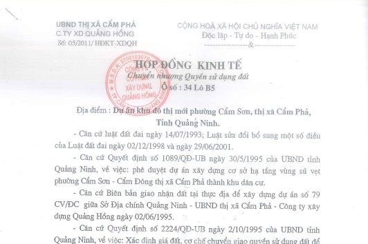 Nhìn nhận pháp lý về Hợp đồng kinh tế giữa Công ty Xây dựng Quảng Hồng và đối tác