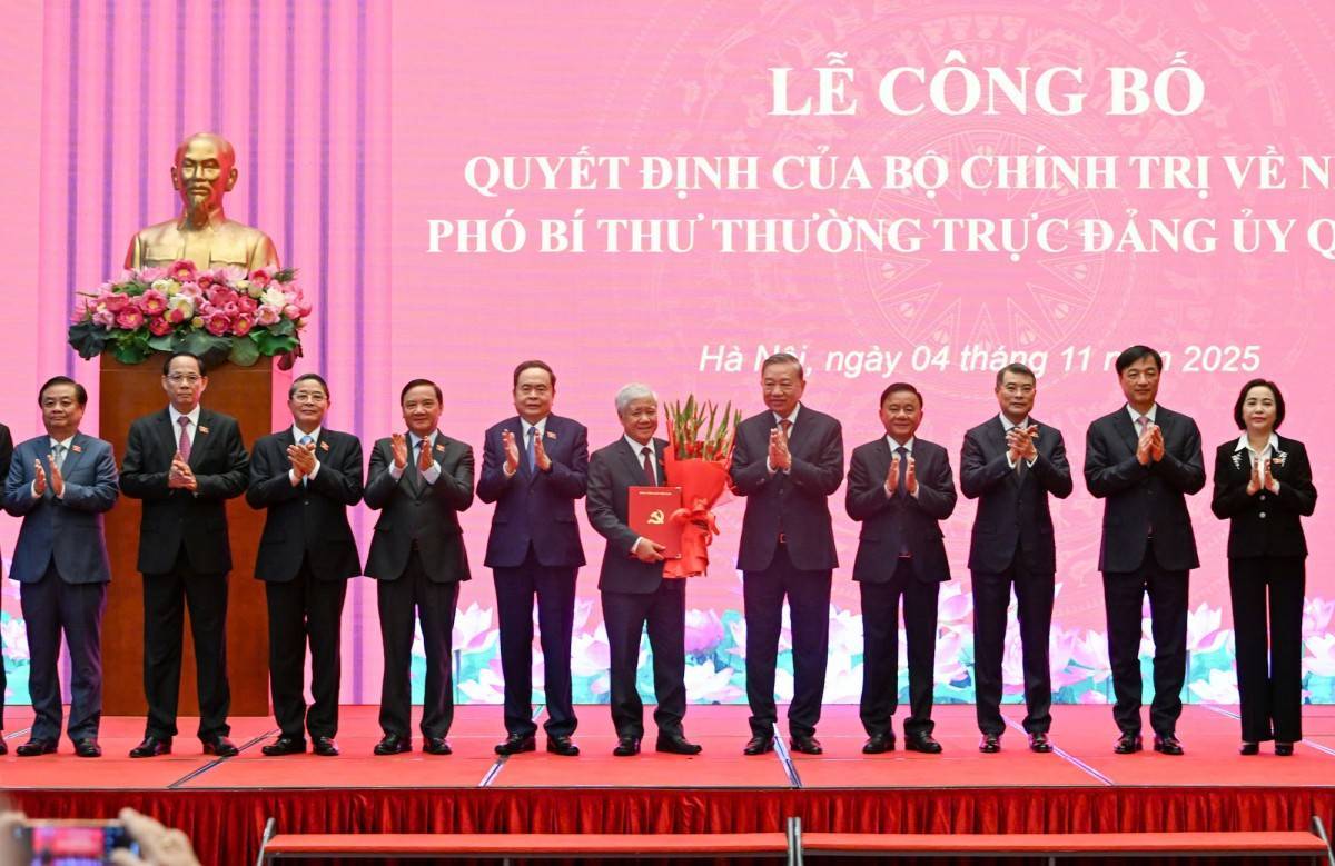 Tổng Bí thư Tô Lâm dự Lễ công bố quyết định của Bộ Chính trị về nhân sự Phó Bí thư Thường trực Đảng ủy Quốc hội