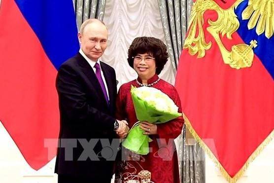 Doanh nhân Thái Hương được Tổng thống Nga Vladimir Putin trao tặng Huân chương Hữu nghị danh giá