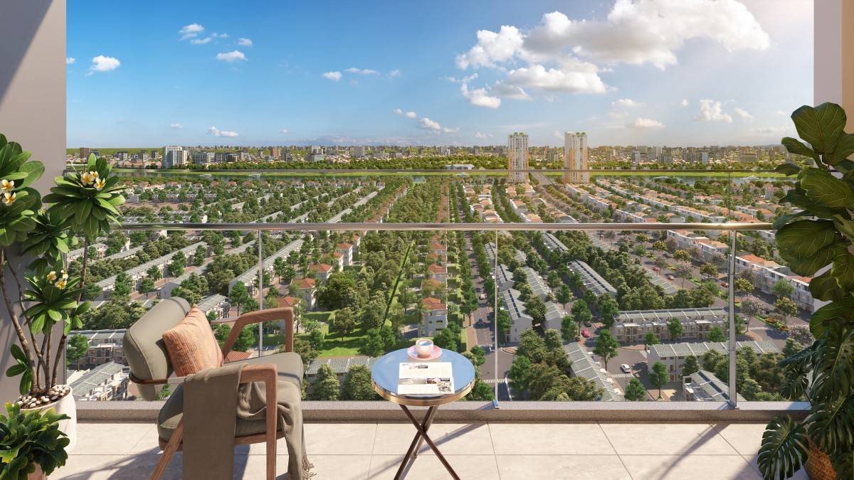 Cora Tower mở ra tầm nhìn rộng mở, kết nối thiên nhiên. (Ảnh phối cảnh: Sun Property)