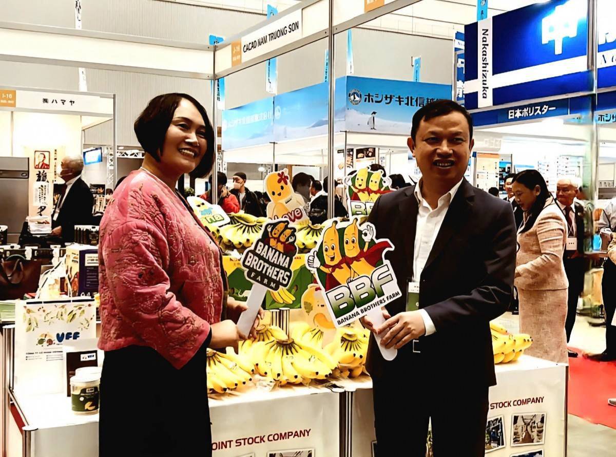 Góc gian hàng của Công ty Cổ phần Banana Brothers Farm tại hội chợ.