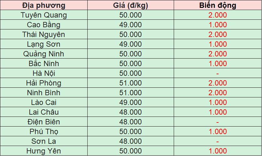 Bảng giá heo hơi tại miền Bắc hôm nay 19/11/2025