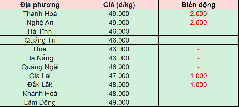 Bảng giá heo hơi tại miền Trung - Tây Nguyên hôm nay 19/11/2025