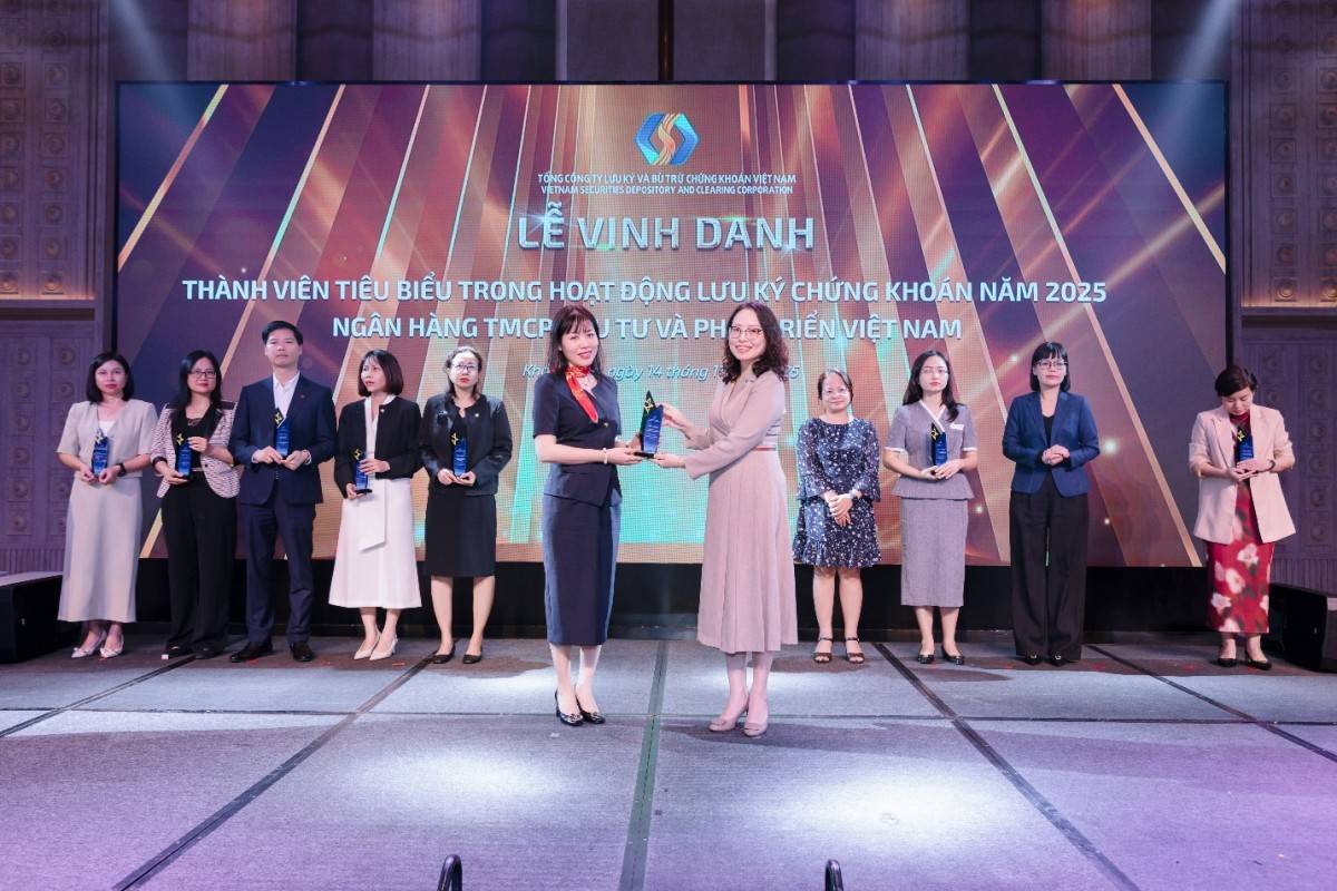 BIDV - Top 10 thành viên tiêu biểu  trong hoạt động lưu ký chứng khoán năm 2025