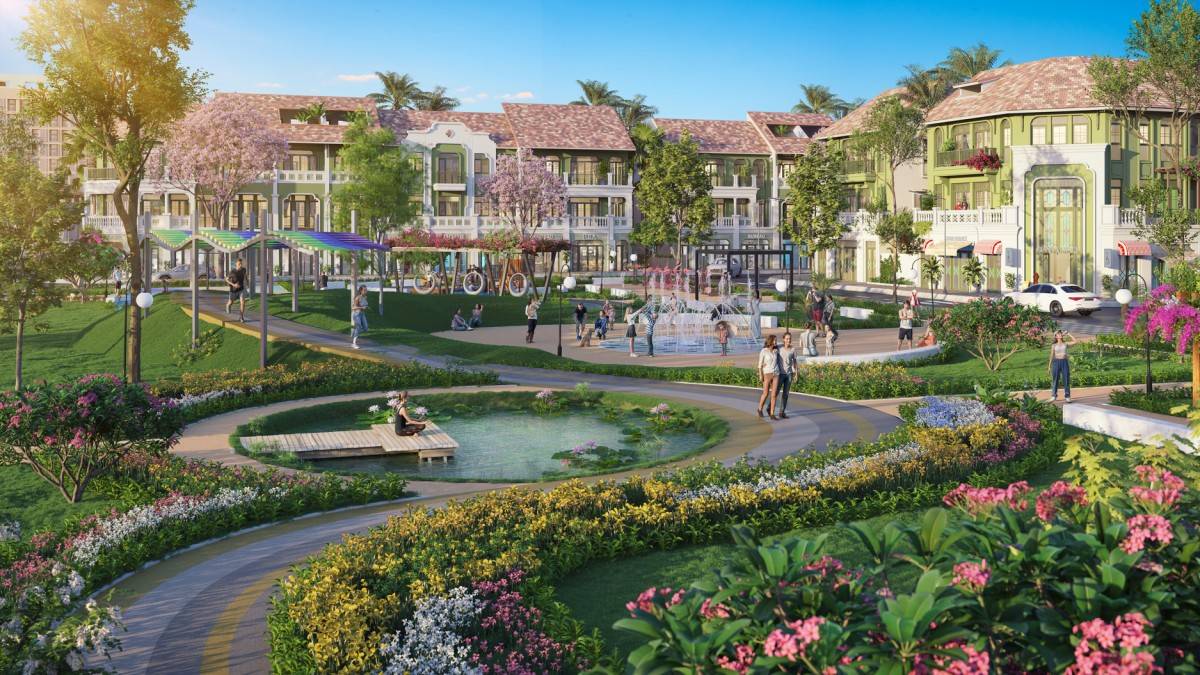 Các dãy nhà thấp tầng thời thượng với không gian sống thanh bình. (Ảnh phối cảnh: Sun Property)