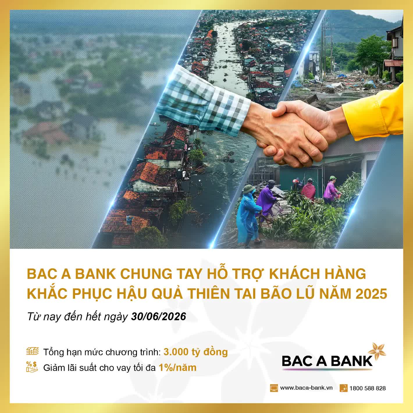 BAC A BANK chung tay hỗ trợ khách hàng khắc phục hậu quả thiên tai bão lũ năm 2025