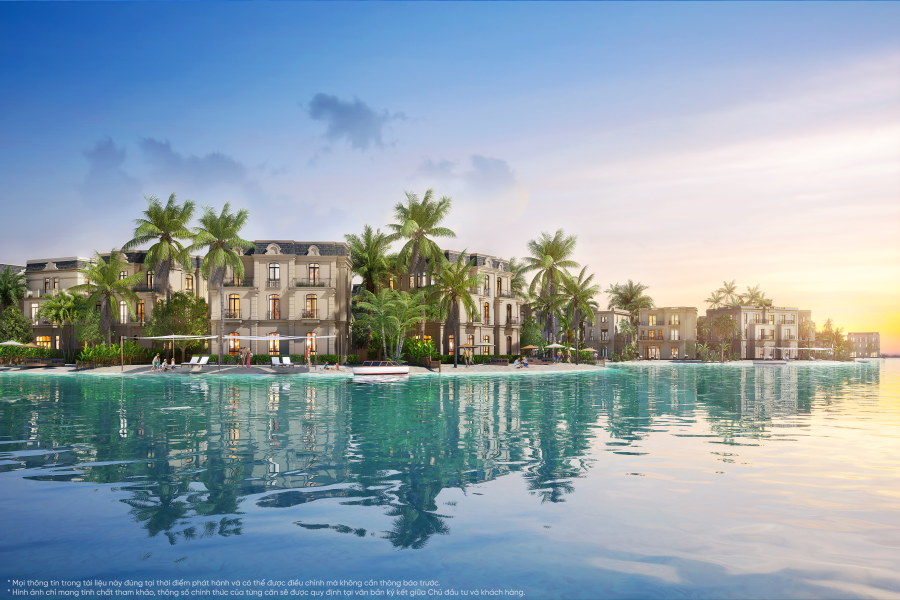Những căn villa xa hoa tại Vịnh Tiên, với bãi biển riêng sau nhà và tầm view trực diện biển hồ Lagoon 800ha (Ảnh phối cảnh)