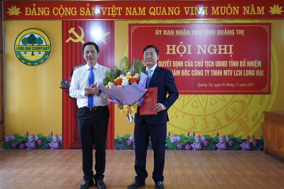 Quảng Trị: Bổ nhiệm Chủ tịch kiêm Giám đốc Công ty Lâm công nghiệp Long Đại