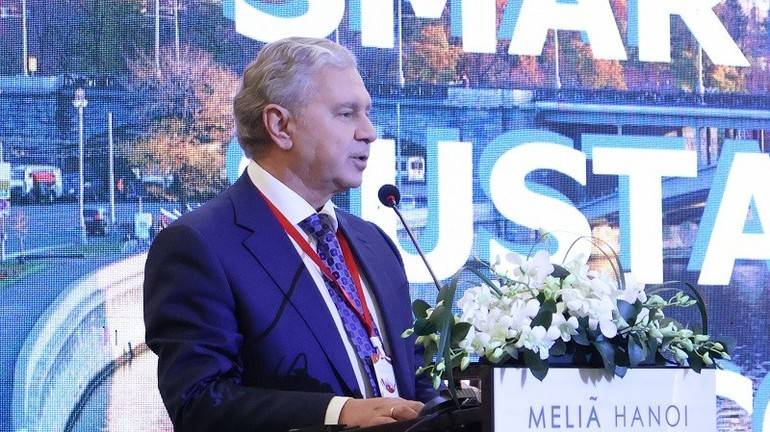 Ông Sergey Cheremin, Bộ trưởng Chính quyền Moskva, Cục trưởng Cục Kinh tế đối ngoại và Quan hệ quốc tế Moskva phát biểu.