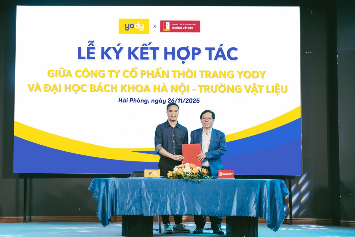 Biên bản được ký kết mở ra cơ hội hợp tác sâu rộng hơn nữa giữa Trường Vật liệu và Công ty Cổ phần Thời trang Yody