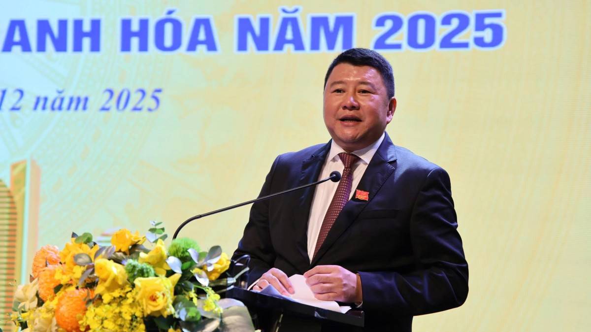 Ông Mai Xuân Thông, Phó Chủ tịch Thường trực Hiệp hội Doanh nghiệp tỉnh Thanh Hóa khai mạc hội nghị.