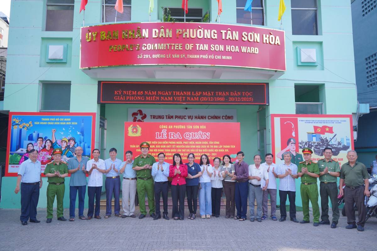 Công an phường Tân Sơn Hoà (TP.Hồ Chí Minh) ra quân mở cao điểm tấn công trấn áp tội phạm, bảo đảm an ninh Tết Bính Ngọ 2026