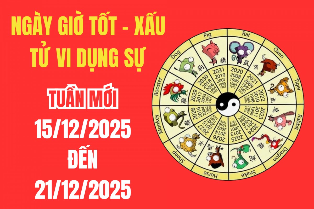 Xem ngày giờ tốt xấu – Tử vi tuần mới từ 15/12 - 21/12/2025: Giải mã cát hung  Ngày đẹp giờ hoàng đạo cho việc đại sự