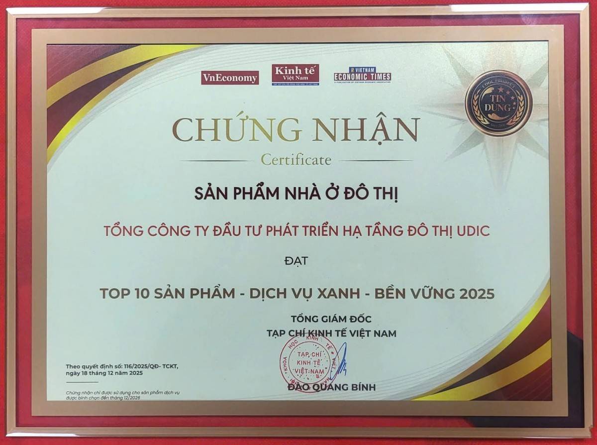 Khẳng định vị thế thương hiệu UDIC với TOP 10 Sản phẩm - Dịch vụ xanh - Bền vững 2025