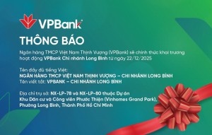 VPBank chính thức đưa Chi nhánh Long Bình vào hoạt động từ ngày 22/12/2025