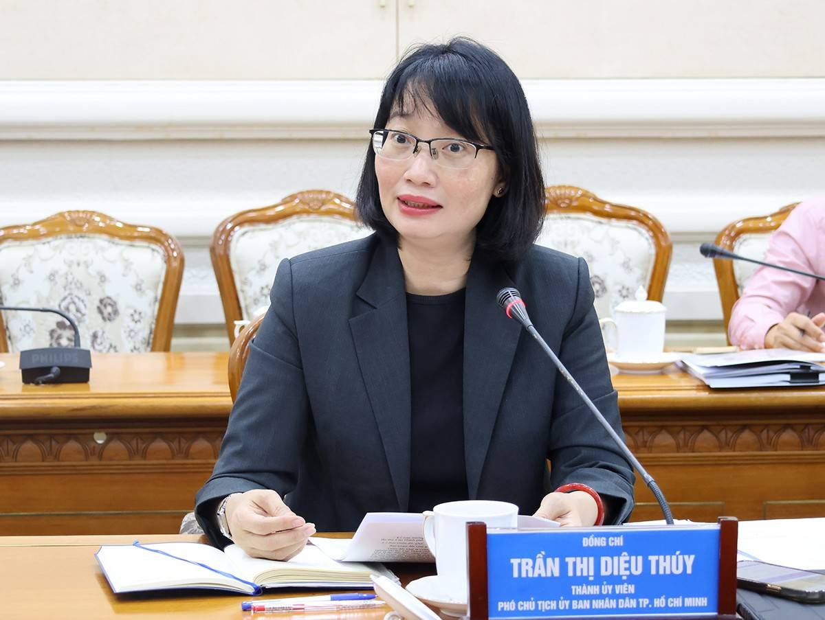 Phó Chủ tịch UBND Thành phố Trần Thị Diệu Thúy phát biểu tại cuộc họp