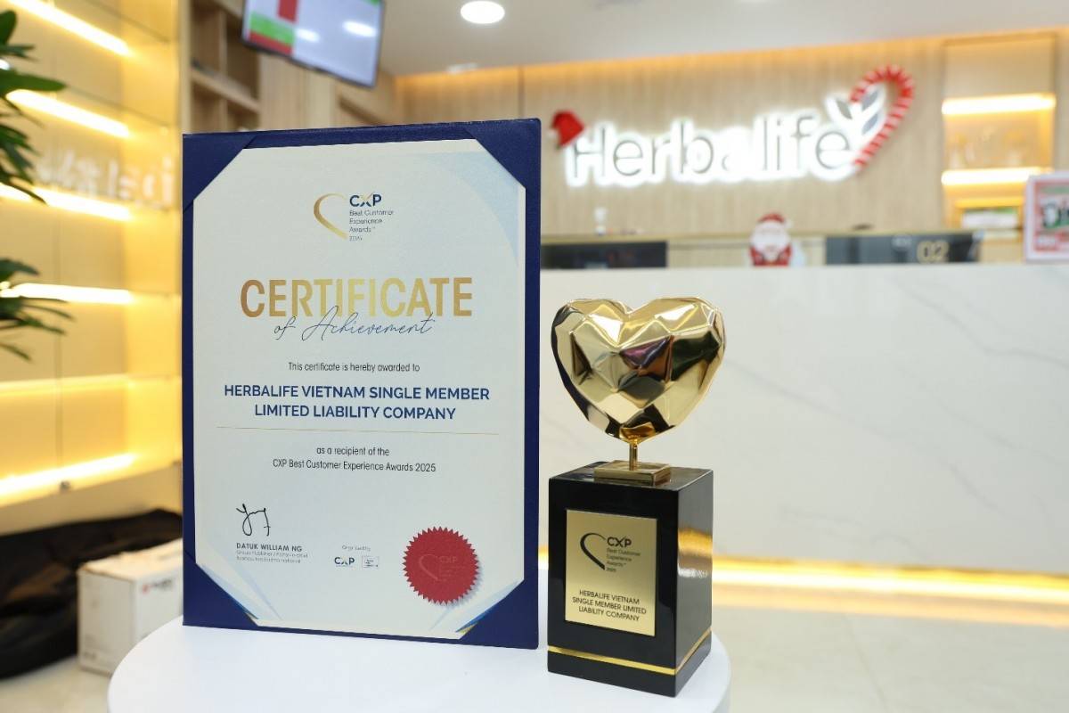 Herbalife Việt Nam nhận giải thưởng “CXP Trải Nghiệm Khách Hàng Xuất Sắc” 2025