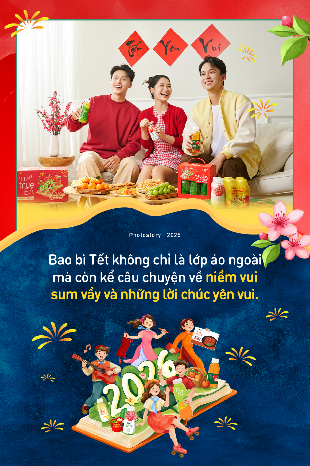 Bao bì Tết TH rực rỡ - Thức uống lành, trao nhau niềm vui thật