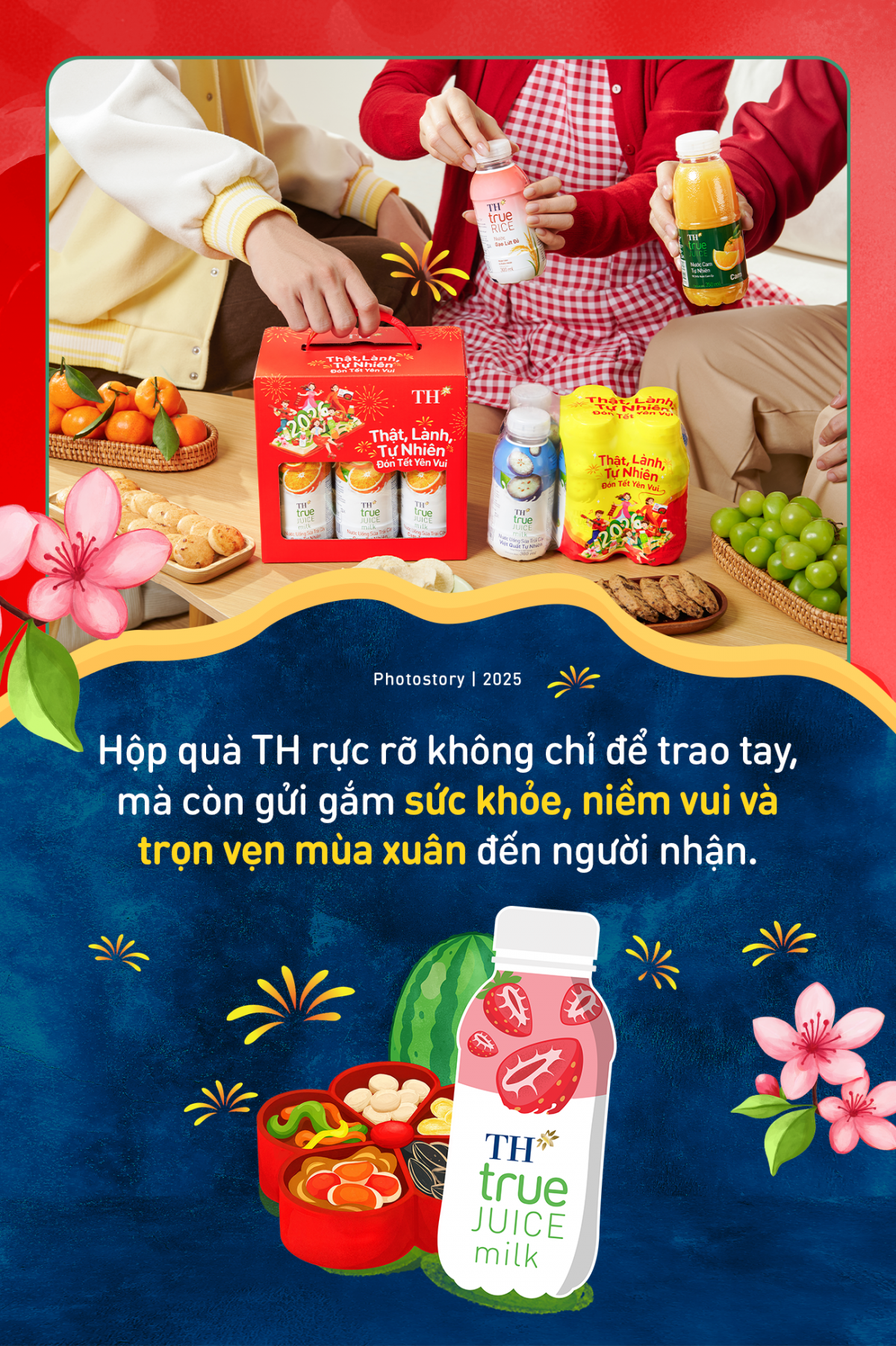 Bao bì Tết TH rực rỡ - Thức uống lành, trao nhau niềm vui thật