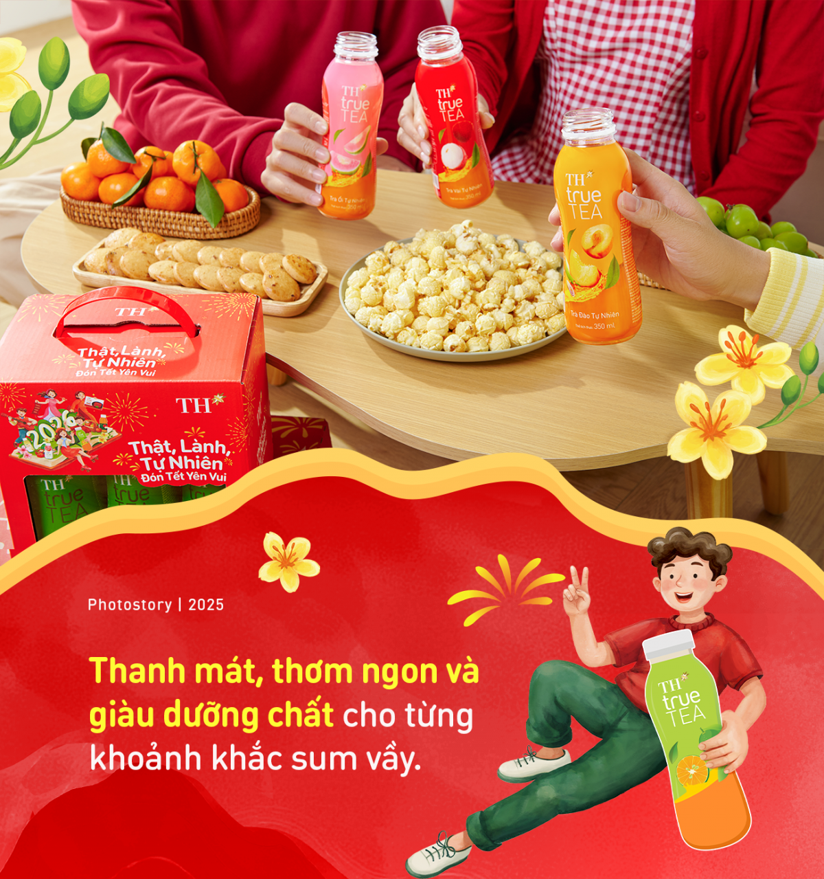 Bao bì Tết TH rực rỡ - Thức uống lành, trao nhau niềm vui thật