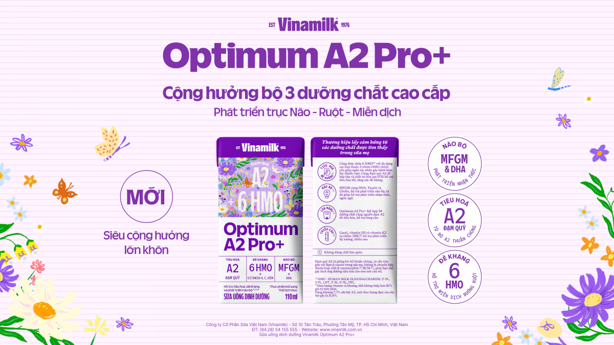 Vinamilk ra mắt siêu sữa uống dinh dưỡng Optimum A2 Pro+