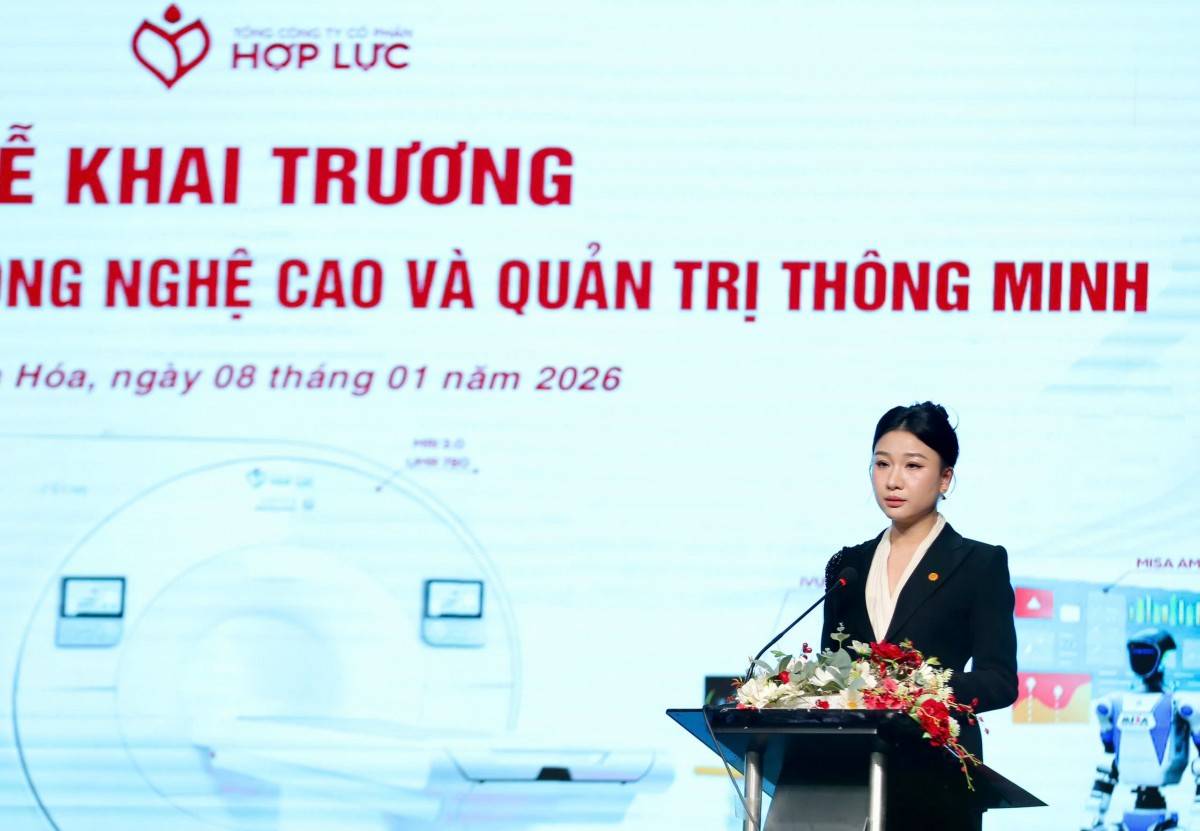TS Nguyễn Bảo Uyên, Phó Chủ tịch HĐQT, Giám đốc điều hành Hệ thống Y tế Hợp Lực, phát biểu khai mạc.