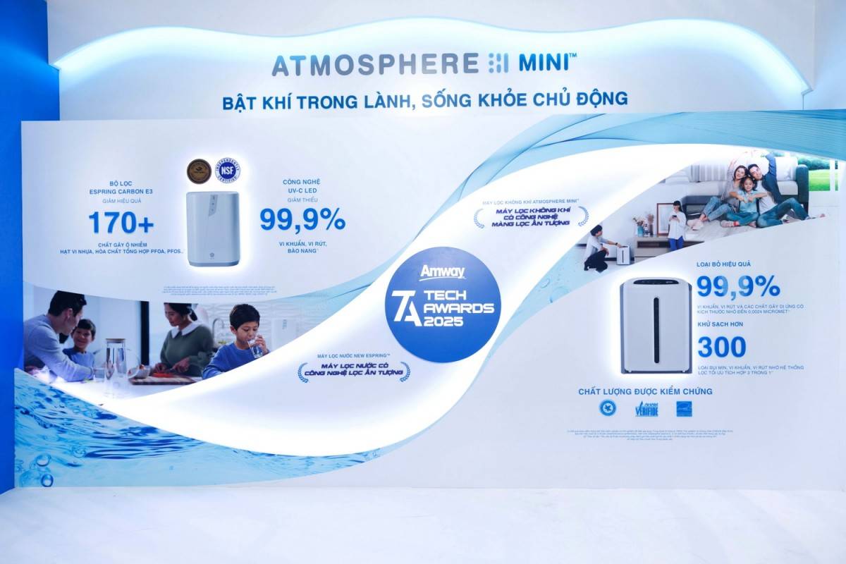 máy lọc nước New eSpring,thương hiệu máy lọc nước nổi bật,cú hat-trick Tech Awards,công nghệ lọc nước Amway,máy lọc nước UV-C LED 1