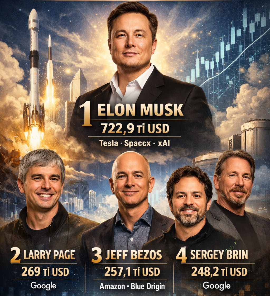 Top 5 tỉ phú giàu nhất thế giới đầu năm 2026