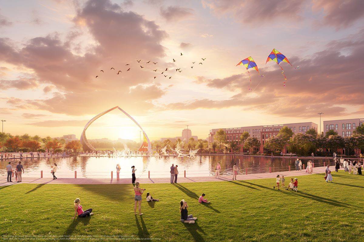 Quảng trường Welcome Park 3,8ha mang kiến trúc độc đáo sẽ là không gian của những sự kiện, lễ hội quốc tế sôi động (Ảnh phối cảnh)