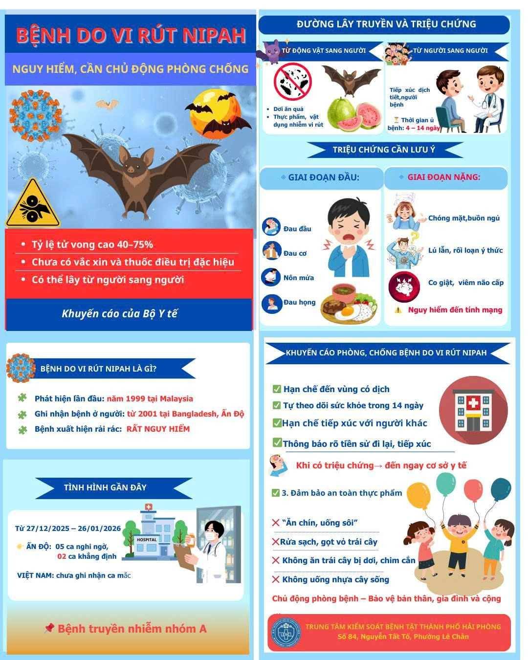 CDC Hải Phòng tuyên truyền phòng chống bệnh do vi rút NIPAH.