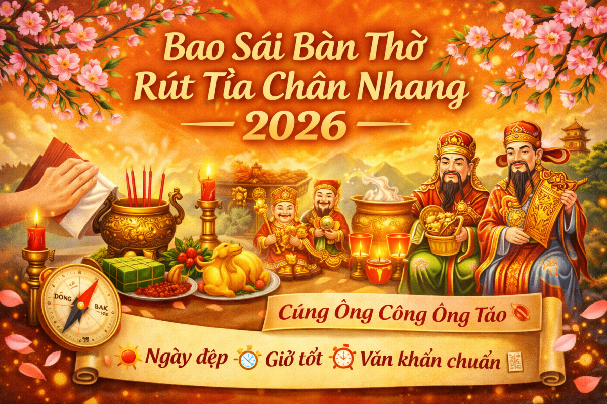 Bao sái bàn thờ, rút tỉa chân chang và cúng Ông Công Ông Táo năm 2026 đúng chuẩn phong thủy