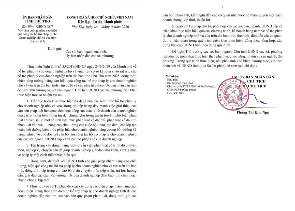Phú Thọ: Nâng cao hiệu quả hỗ trợ pháp lý cho doanh nghiệp nhỏ và vừa