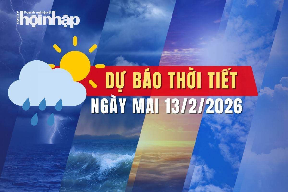 Thời tiết ngày mai 13/2/2026: Bắc Bộ mưa rải rác, trưa chiều hửng nắng