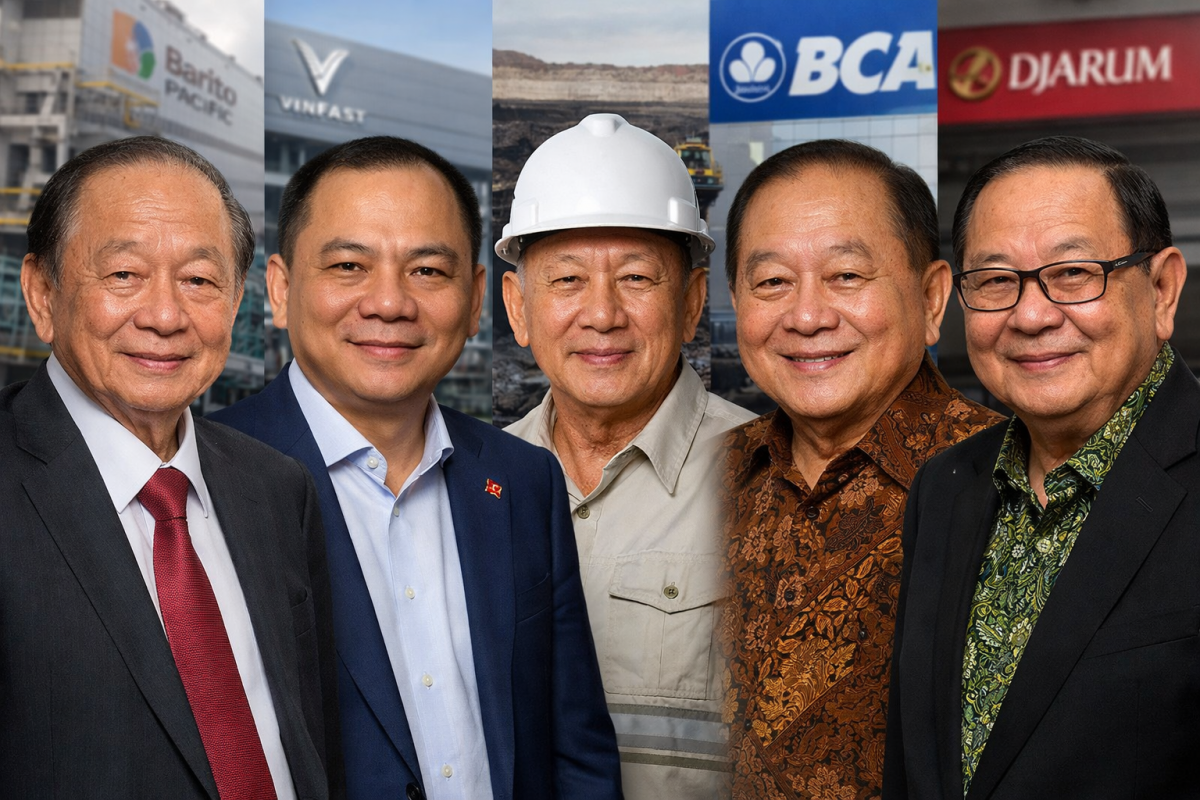 Tài sản 5 tỉ phú giàu nhất Đông Nam Á mới nhất: Indonesia áp đảo, Việt Nam góp mặt trong top 2 Tài sản 5 tỉ phú giàu nhất Đông Nam Á mới nhất: Indonesia áp đảo, Việt Nam góp mặt trong top 2