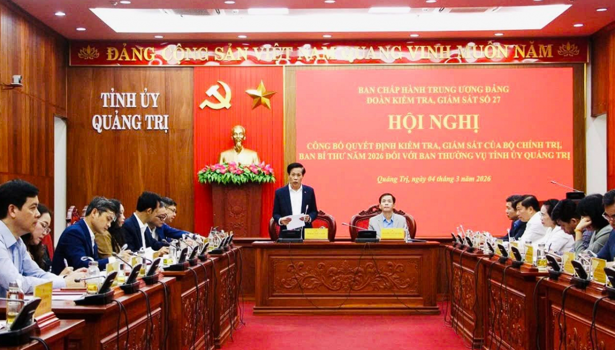 Công bố quyết định kiểm tra, giám sát của Bộ Chính trị, Ban Bí thư đối với Ban Thường vụ Tỉnh ủy Quảng Trị